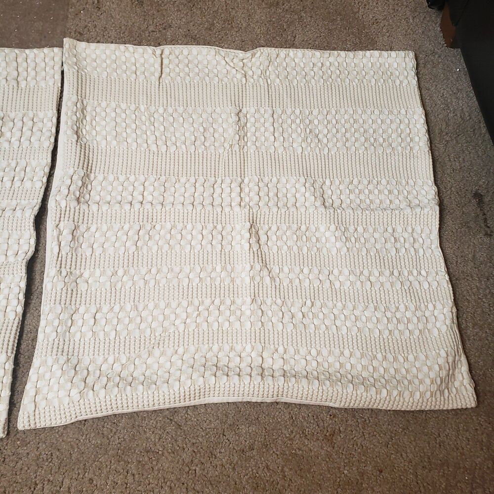 NEW Cream Colored Bamboo Cotton Weave Pillow Sham Covers 2 Pack 26" x 26" D1